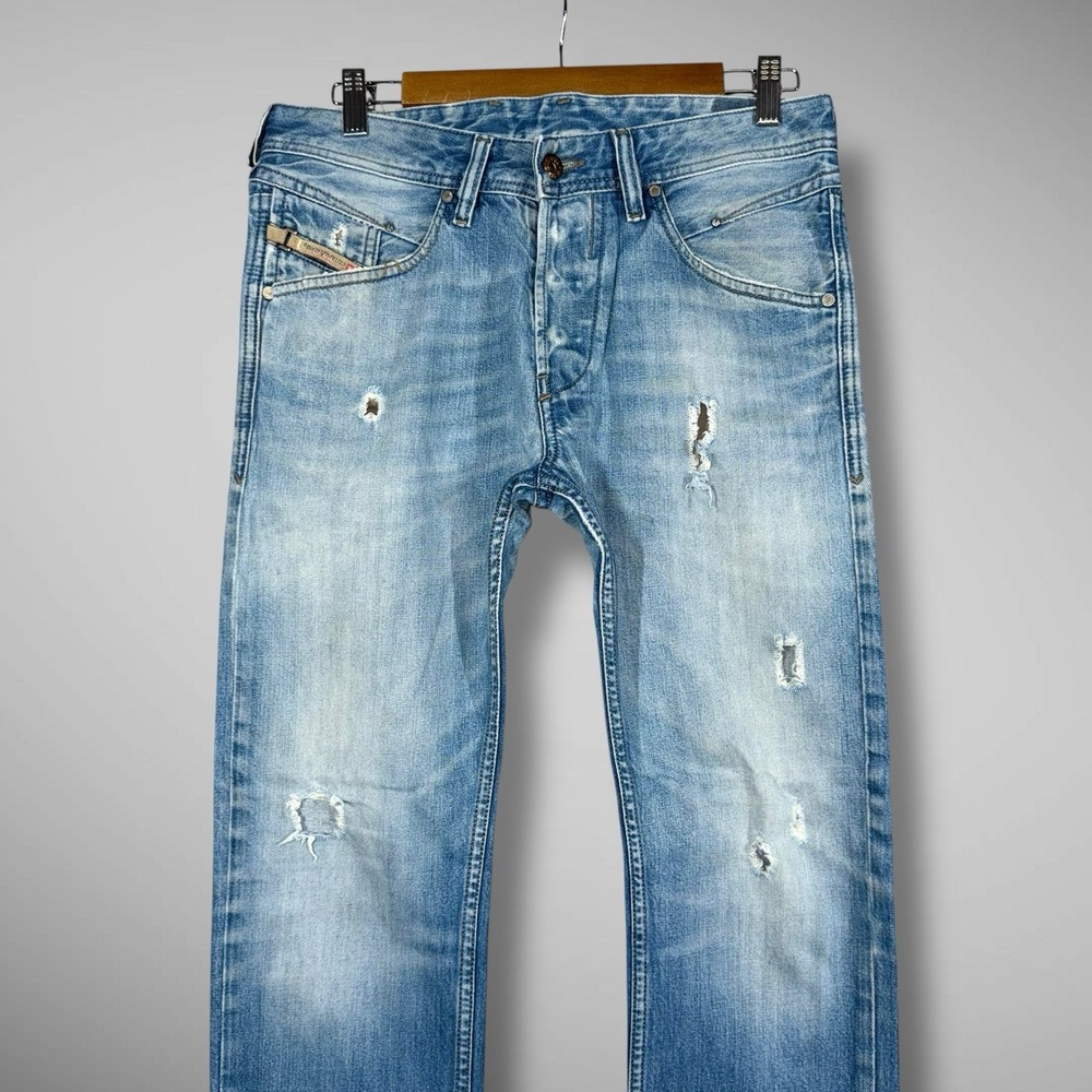 Diesel Jeans Men 29x28 Blue‎ Belther Slim Taper Light Wash Thrashed Rockstar Y2K - Picture 3 of 13